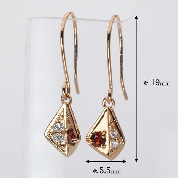 ダイヤモンド ピアス ダイヤピアス フックピアス ガーネット k10 10k