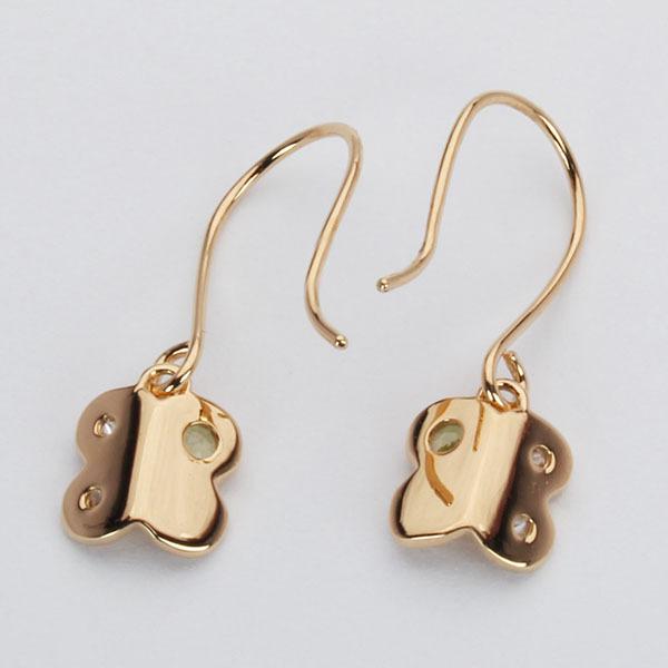 ダイヤモンド ピアス フックピアス ダイヤピアス ペリドット バタフライ 蝶 18k 18金 ピンクゴールド 送料無料 ペア レディース プレゼント ギフト puの画像