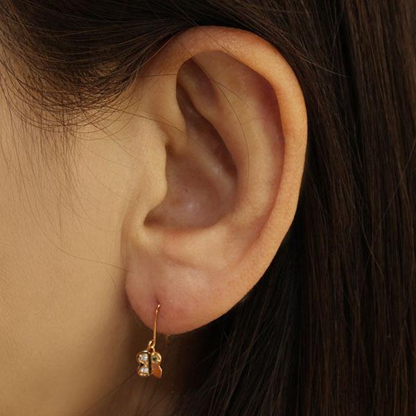 ダイヤモンド ピアス フックピアス ダイヤピアス ペリドット バタフライ 蝶 18k 18金 ピンクゴールド 送料無料 ペア レディース プレゼント ギフト puの画像