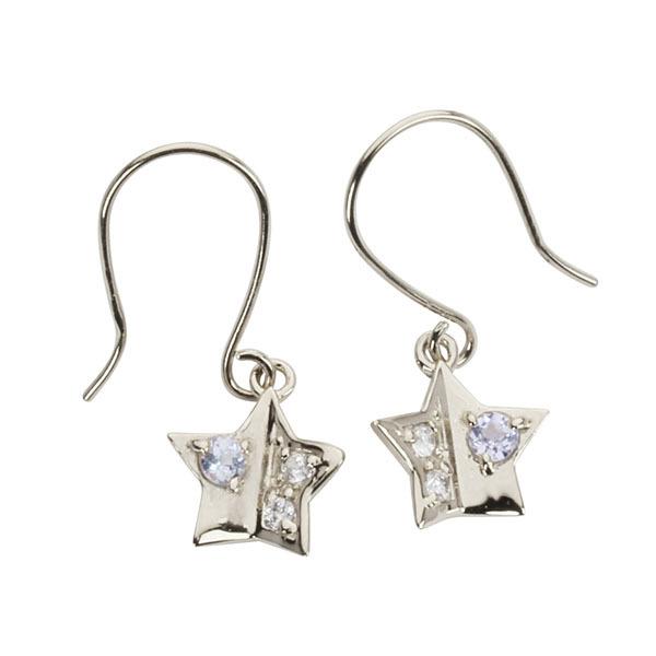 ダイヤモンド ピアス フックピアス ダイヤピアス タンザナイト スター 星 18k 18金 ホワイトゴールド 送料無料 ペア レディース プレゼント ギフト puの画像