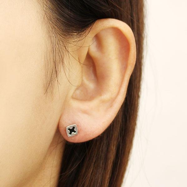 ピアス オニキス オニキスピアス 片耳用 スタッドピアス k18 ホワイト 