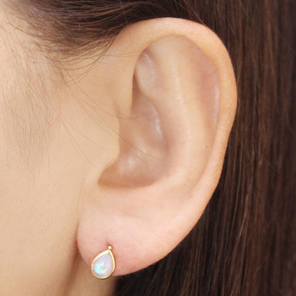 オパール ピアス スタッドピアス k18 18k 18金 イエローゴールド 10月 