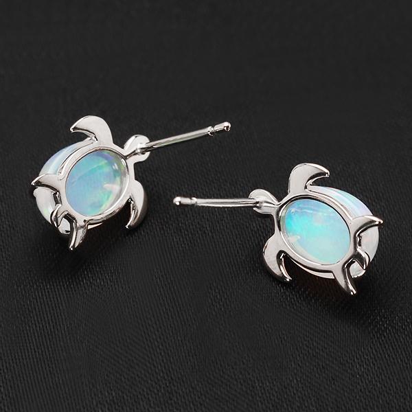 オパール ピアス スタッドピアス タートル 亀 カメ かめ プラチナ