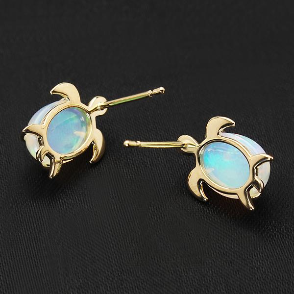 オパール ピアス スタッドピアス タートル 亀 カメ かめ k18 18k 18金