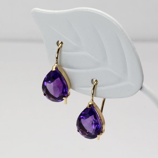 アメジスト ピアス フックピアス k18 18k 18金 イエローゴールド 2月