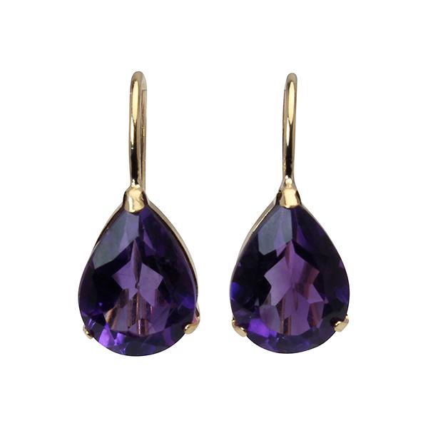 アメジスト ピアス フックピアス k18 18k 18金 イエローゴールド 2月