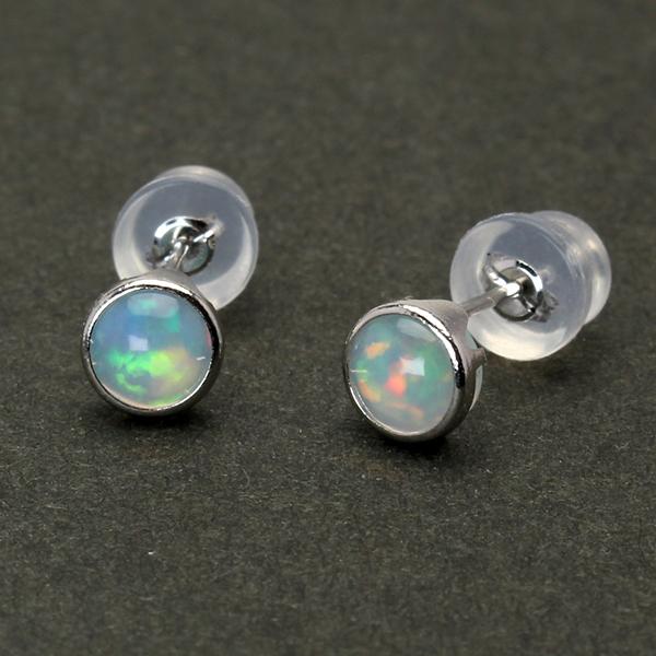 オパール ピアス スタッドピアス プラチナ pt900 10月誕生石 オパール