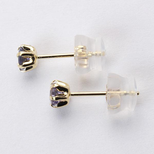 タンザナイト ピアス スタッドピアス 6本爪 18金 K18 18K イエロー