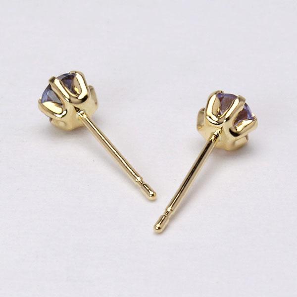 タンザナイト ピアス スタッドピアス 6本爪 18金 K18 18K イエロー