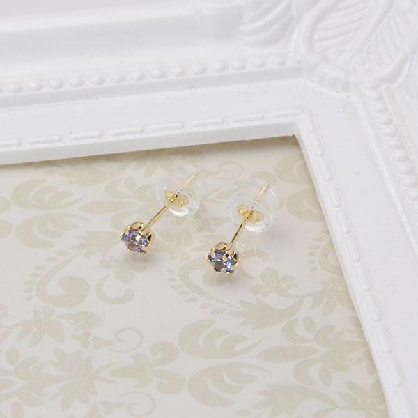 タンザナイト ピアス スタッドピアス 6本爪 18金 K18 18K イエロー