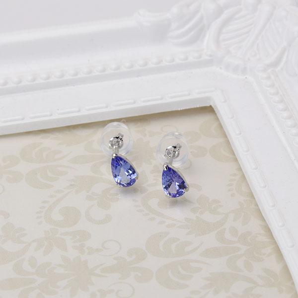 タンザナイト ピアス スタッドピアス プラチナ pt900 ペアシェイプ