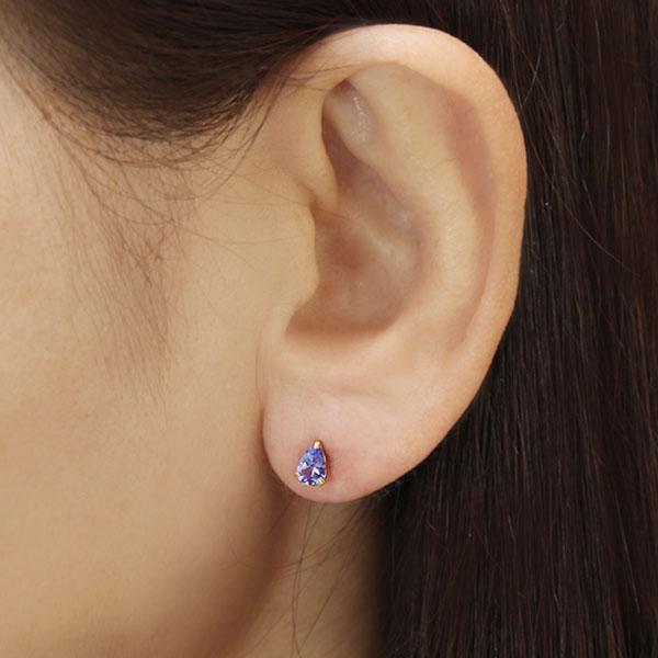タンザナイト ピアス スタッドピアス k18 18k 18金 イエローゴールド