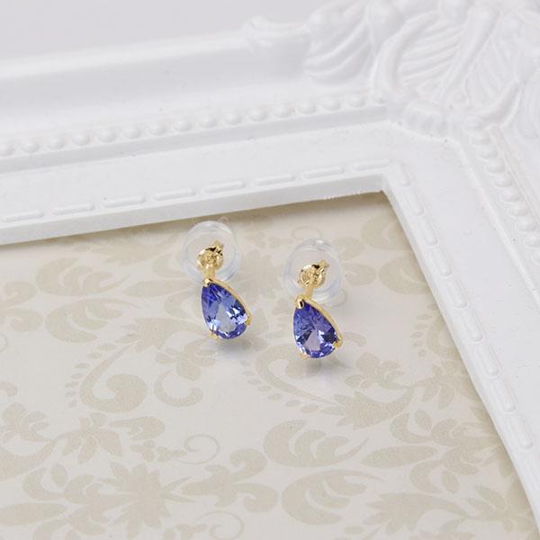 タンザナイト ピアス スタッドピアス k18 18k 18金 イエローゴールド