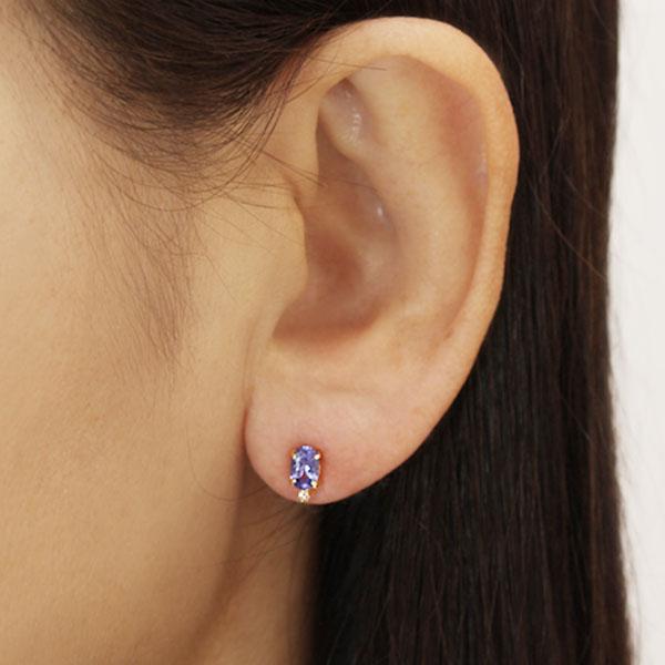 タンザナイト ピアス スタッドピアス k18 18k 18金 イエローゴールド