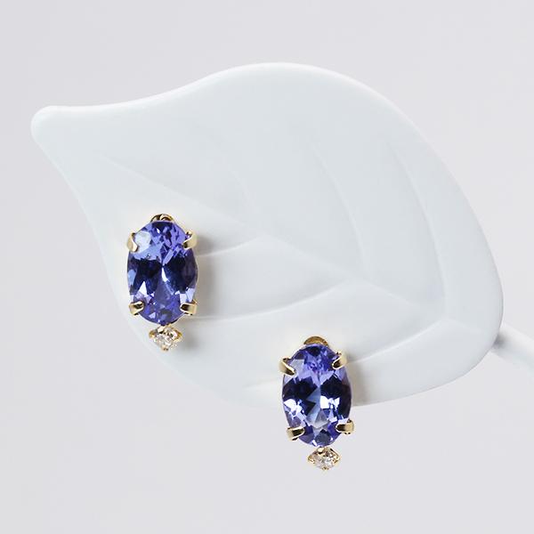 タンザナイト ピアス スタッドピアス k18 18k 18金 イエローゴールド