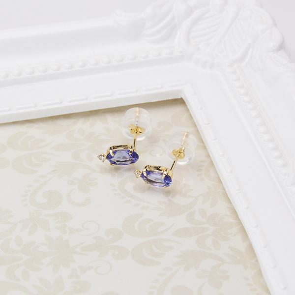 タンザナイト ピアス スタッドピアス k18 18k 18金 イエローゴールド