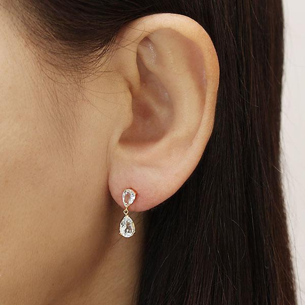 アクアマリン　K18   スタッドピアス アクアマリン ピアス スタッドピアス ペアシェイプカット k18 18k 18金