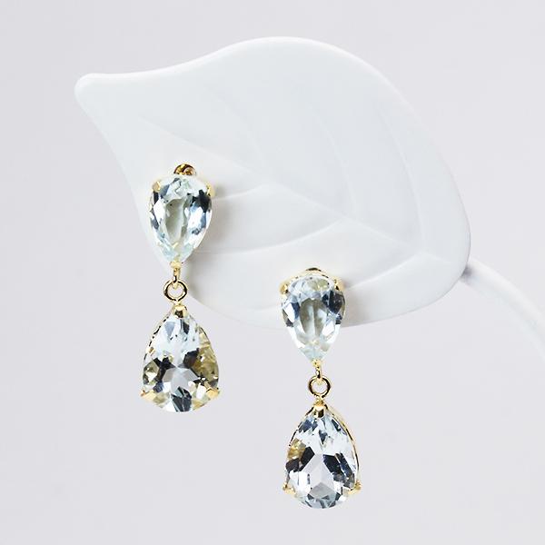 アクアマリン　K18   スタッドピアス K18 誕生石×ダイヤモンド スタッドピアス （3月：アクアマリン） – L&Co.