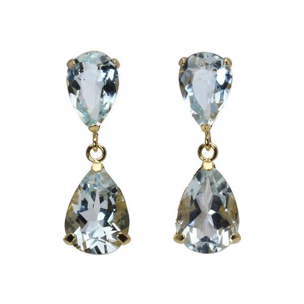 アクアマリン ピアス スタッドピアス ペアシェイプカット k18 18k 18金