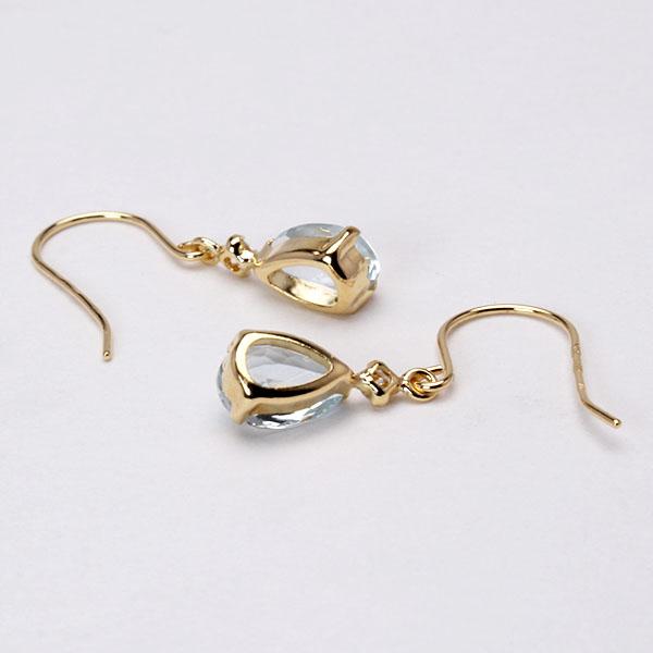 アクアマリン ピアス フックピアス k18 18k 18金 イエローゴールド ダイヤモンド 3月誕生石 アメリカンピアス 送料無料 カジュアル レディース プレゼント puの画像