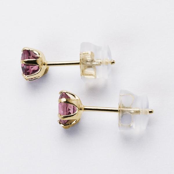 ピンクトルマリン ピアス スタッドピアス 6本爪 k18 18k 18金 イエロー