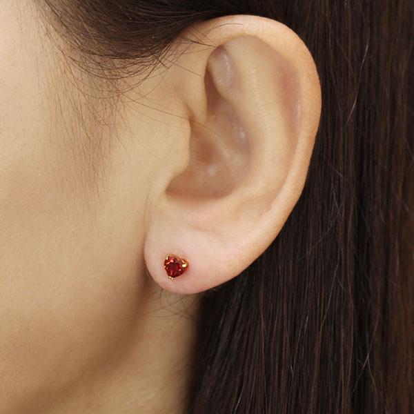 ガーネット ピアス ハートピアス スタッドピアス k18 18金 18k