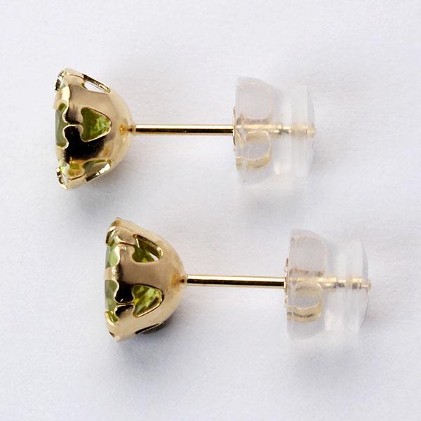 ペリドット ピアス スタッドピアス k18 18k 18金 イエローゴールド 8月