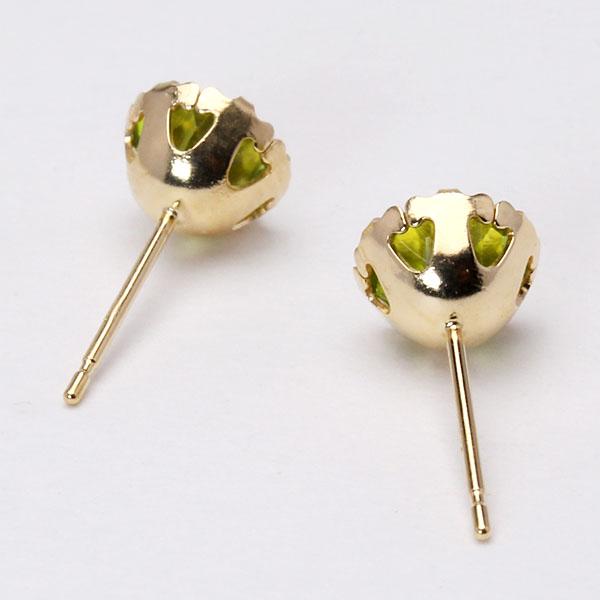 ペリドット ピアス スタッドピアス k18 18k 18金 イエローゴールド 8月