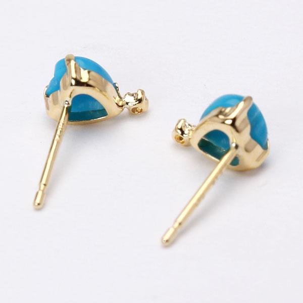 ターコイズ ピアス トルコ石ピアス ハート スタッドピアス ダイヤモンド k18 18k 18金 イエローゴールド 12月誕生石 送料無料 カジュアル レディース puの画像