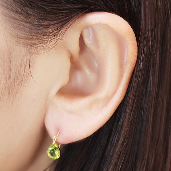 K18 ペリドット フック ピアス イエローゴールド ペリドット ピアス フックピアス k18 18k 18金 イエローゴールド 8月
