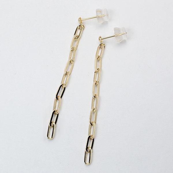 ピアス k18 18k 18金 イエローゴールド チェーンピアス スタッド