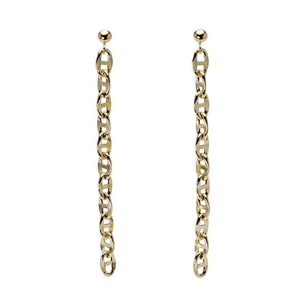 ピアス チェーンピアス k18 18k 18金 イエローゴールド スタッドピアス ロングピアス レディース 地金ピアス 送料無料 カジュアル 普段使い プレゼント puの画像