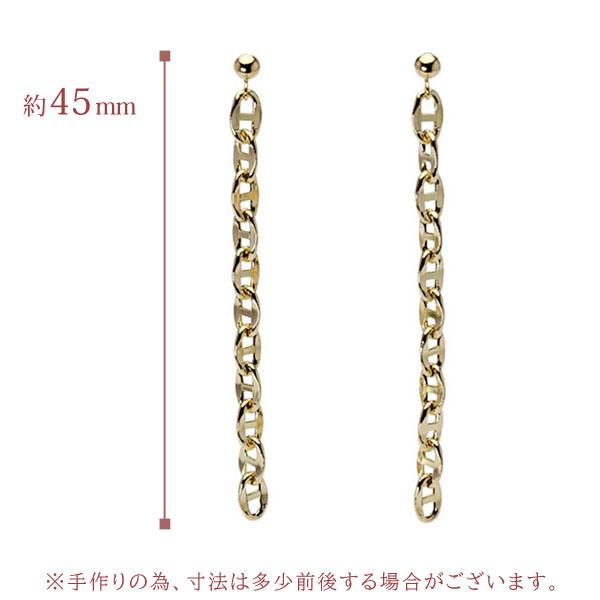ピアス チェーンピアス k18 18k 18金 イエローゴールド スタッドピアス ロングピアス レディース 地金ピアス 送料無料 カジュアル 普段使い プレゼント puの画像