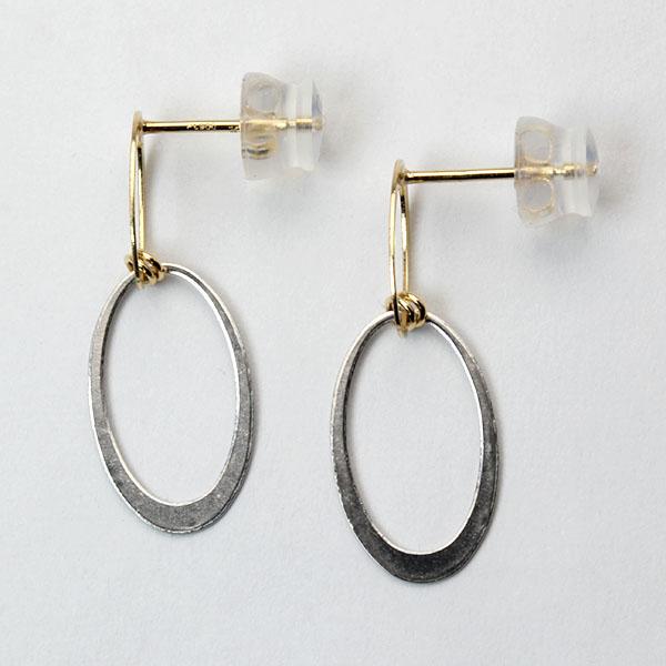 ピアス スタッドピアス k18 18金 18k イエローゴールド プラチナ pt900 コンビ 2カラー レディース 地金ピアス 送料無料 カジュアル 普段使い プレゼント puの画像