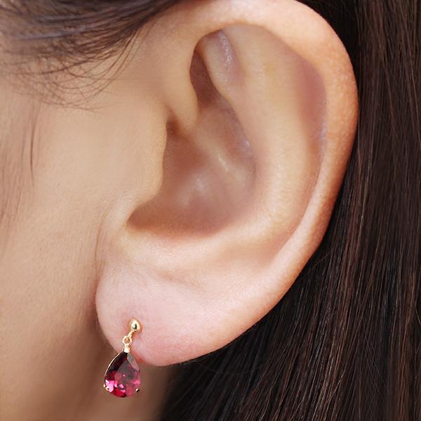 ロードライトガーネット ピアス 揺れる スタッドピアス k18 18k 18金