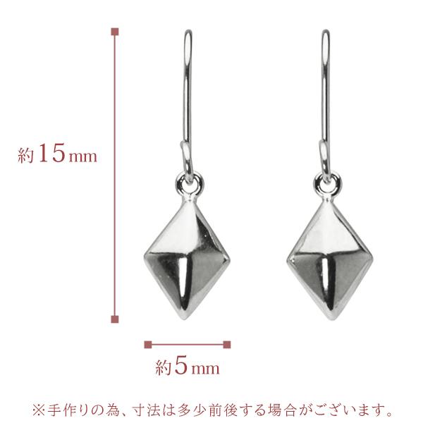 ピアス プラチナ pr900 フックピアス ダイヤ型 ひし型 レディース 地金