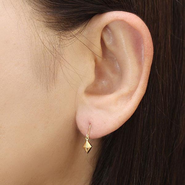 ピアス k18 イエローゴールド 18金 18k フックピアス ダイヤ型 ひし型