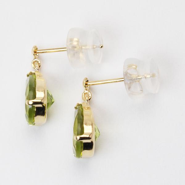 ペリドット ピアス 揺れる スタッドピアス k18 18k 18金 イエロー