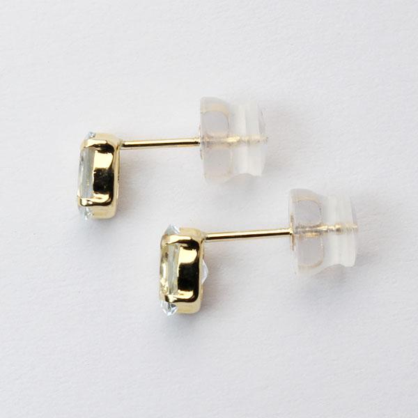 アクアマリン ピアス スタッドピアス 18金 k18 18k イエローゴールド シンプル 送料無料 普段使い カジュアル レディース 3月誕生石 プレゼント puの画像