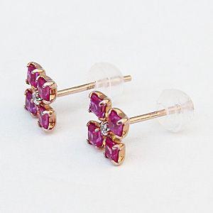 ▼ ピンクダイヤモンドピアスk18 ビジューピアス SUEHIRO（ジュエリー） ピアス ダイヤモンド ピンクゴールド K18