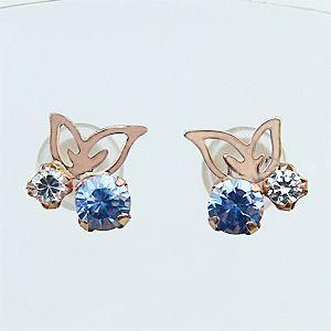 タンザナイト 蝶モチーフ ダイヤモンドピアス 0.06ct スタッドピアス k18 ピンクゴールド バタフライ ちょうちょ 送料無料 プレゼント ギフト 自分買い puの画像
