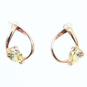 ピアス ペリドット ペリドットピアス スタッドピアス チェーンピアス k10 ピンクゴールド 2WAYピアス ティアドロップ プレゼント ギフト 自分買いの画像