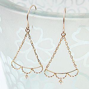 k18 ピンクゴールド ダイヤモンド 4月誕生石 フック式ピアス 0.04ct 