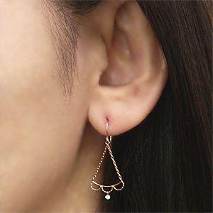 k18 ピンクゴールド ダイヤモンド 4月誕生石 フック式ピアス 0.04ct 