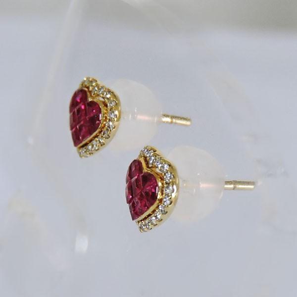 ピアス ルビー ダイヤモンド 0.10ct k18 イエローゴールド レディース
