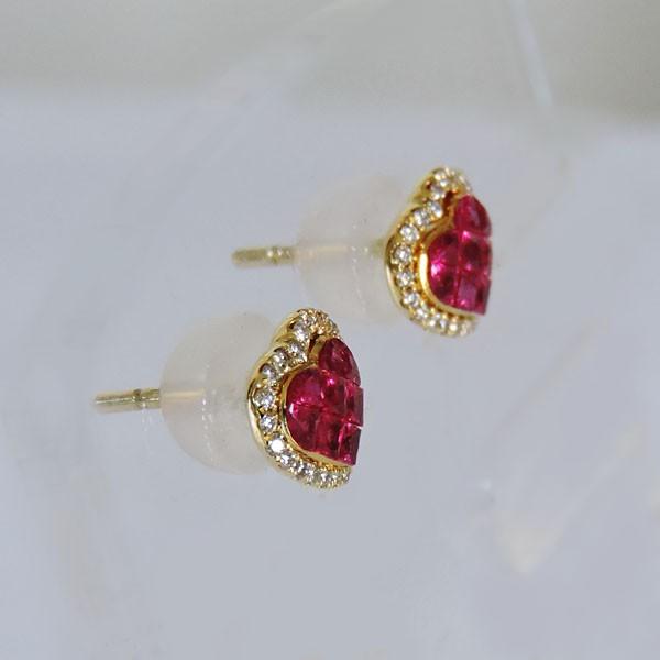 ピアス ルビー ダイヤモンド 0.10ct k18 イエローゴールド レディース
