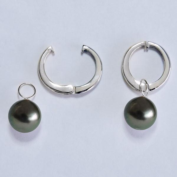 ゆー様　南洋白蝶真珠　イヤーカフ　クリップ式へリックス対応　ステンレスK18 イヤリング イヤーカフ ノーホール ピアス風 円型 タヒチ黒蝶