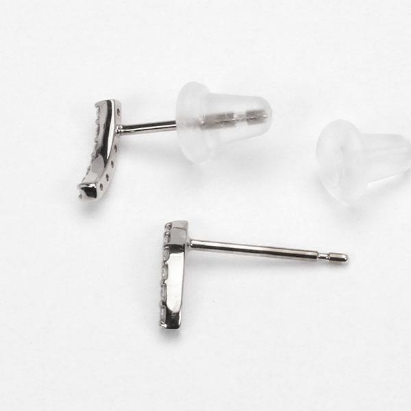 ピアス ダイヤモンドピアス ダイヤモンド カーブピアス スタッドピアス k10 10k 10金 ホワイトゴールド レディース 送料無料 プレゼント ご褒美 自分買い puの画像