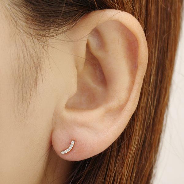ピアス ダイヤモンドピアス ダイヤモンド カーブピアス スタッドピアス