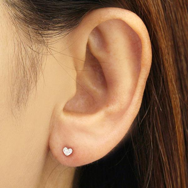 ピアス ハートピアス ダイヤモンドピアス ダイヤモンド ダイヤ ハート スタッドピアス k18 18k 18金 ホワイトゴールド 送料無料 プレゼント ギフト puの画像